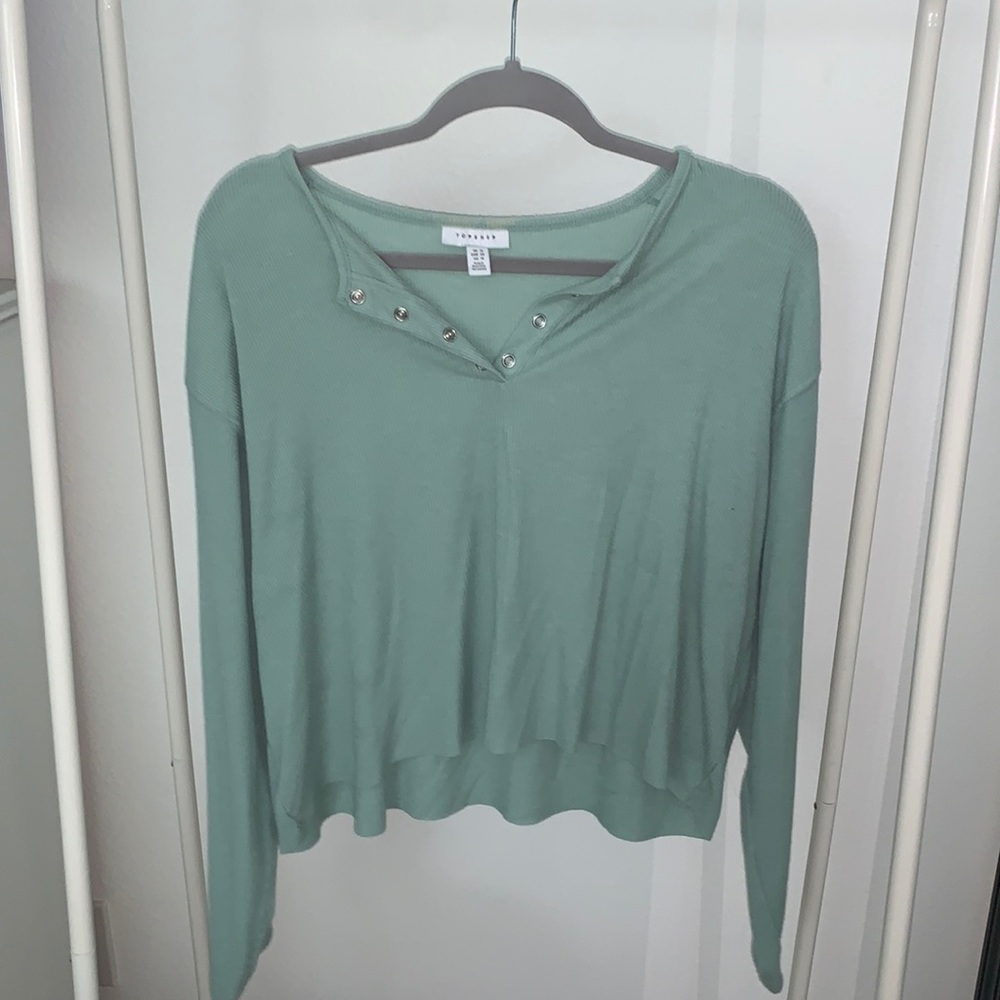 Top shop green cropped shirt